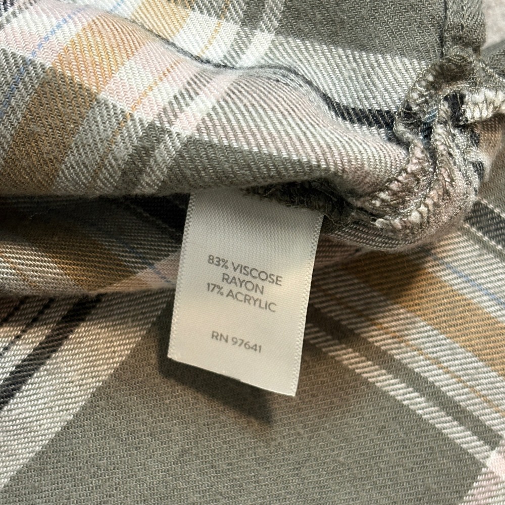 J Jill Olive Green Plaid Button Down women's Shirt Petite XS Long Sleeve - Picture 5 of 8